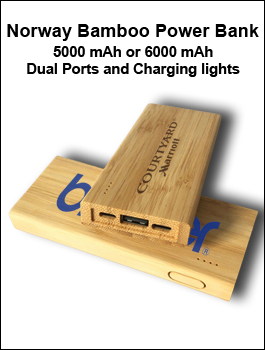 Norway Bamboo Power Bank 5000 mAh or 6000 mAh